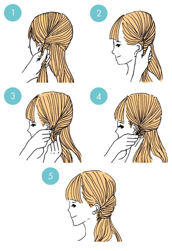 簡単ピンだけ 結び目なしのねじりサイドヘアアレンジ イラスト付き シティリビングweb
