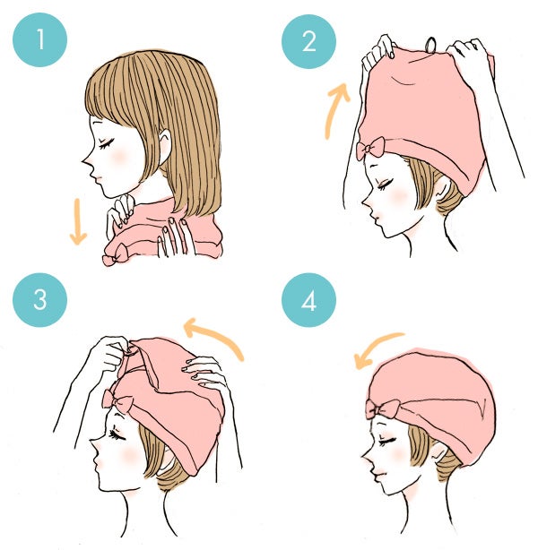 かわいいお風呂グッズ タオルヘアバンドの基本的な使い方 イラスト付き シティリビングweb