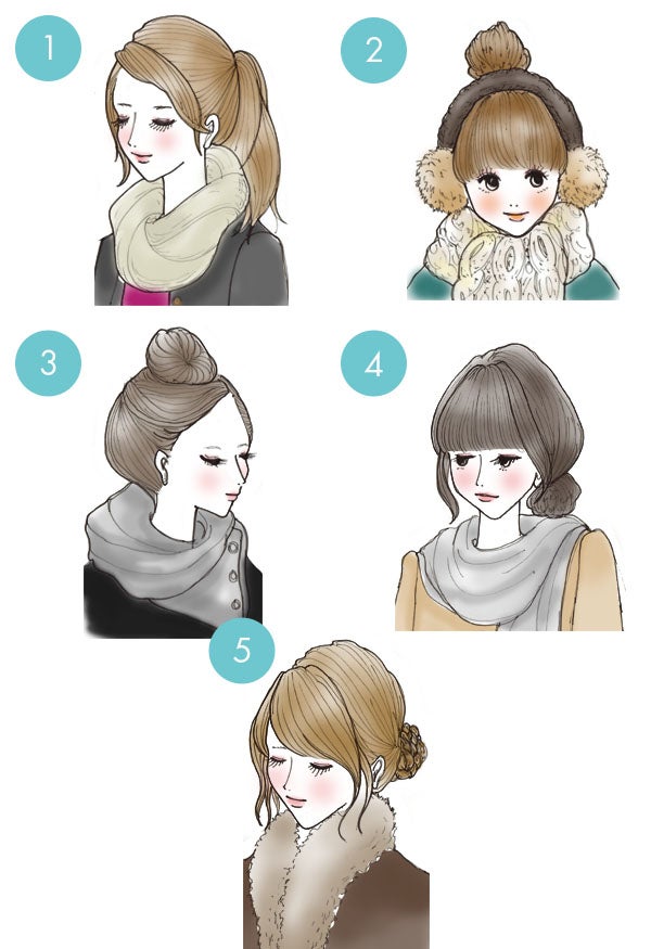 マフラーに似合う 相性バッチリのヘアアレンジ イラスト付き シティリビングweb