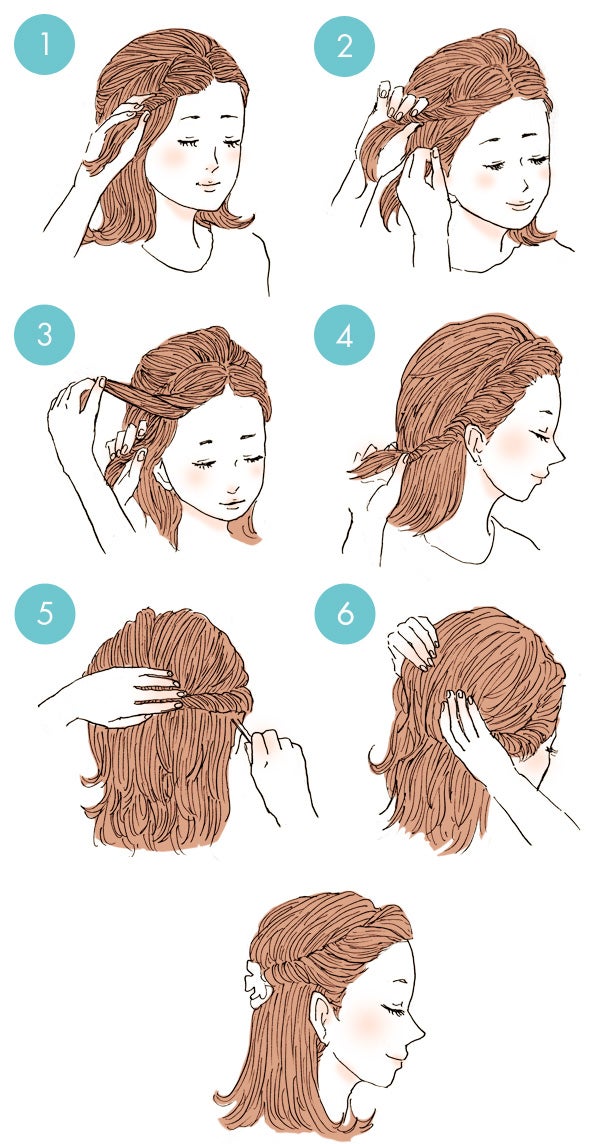 伸ばしかけの髪にピッタリ 前髪ねじりハーフアップ イラスト付き シティリビングweb