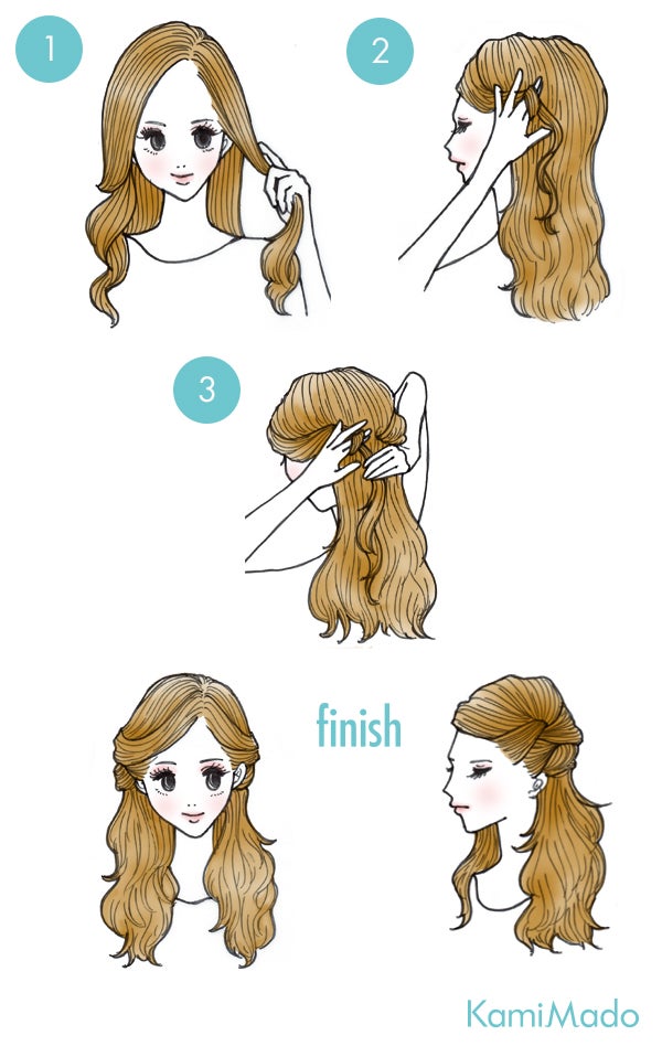 ねじるだけ クラシカルハーフアップ イラスト付き シティリビングweb