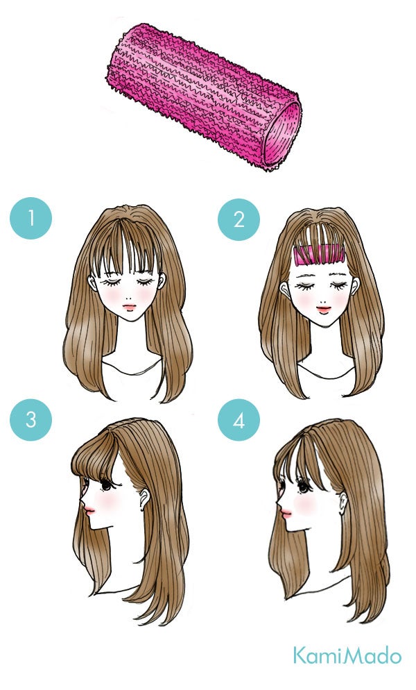 カーラーが活躍 シースルーバングの簡単セット イラスト付き シティリビングweb