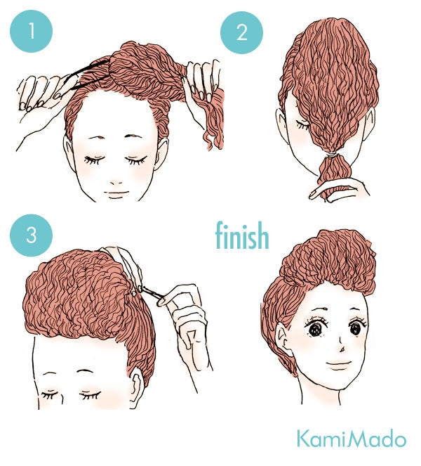 くせ毛を生かした個性派ポンパドールヘアアレンジ イラスト付き シティリビングweb