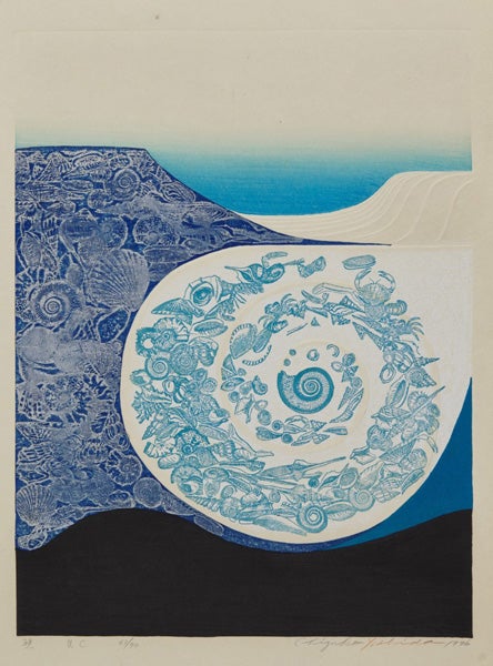 吉田千鶴子 木版画「睡蓮と遊ぶ」 吉田千鶴子 木版画「睡蓮と遊ぶ」